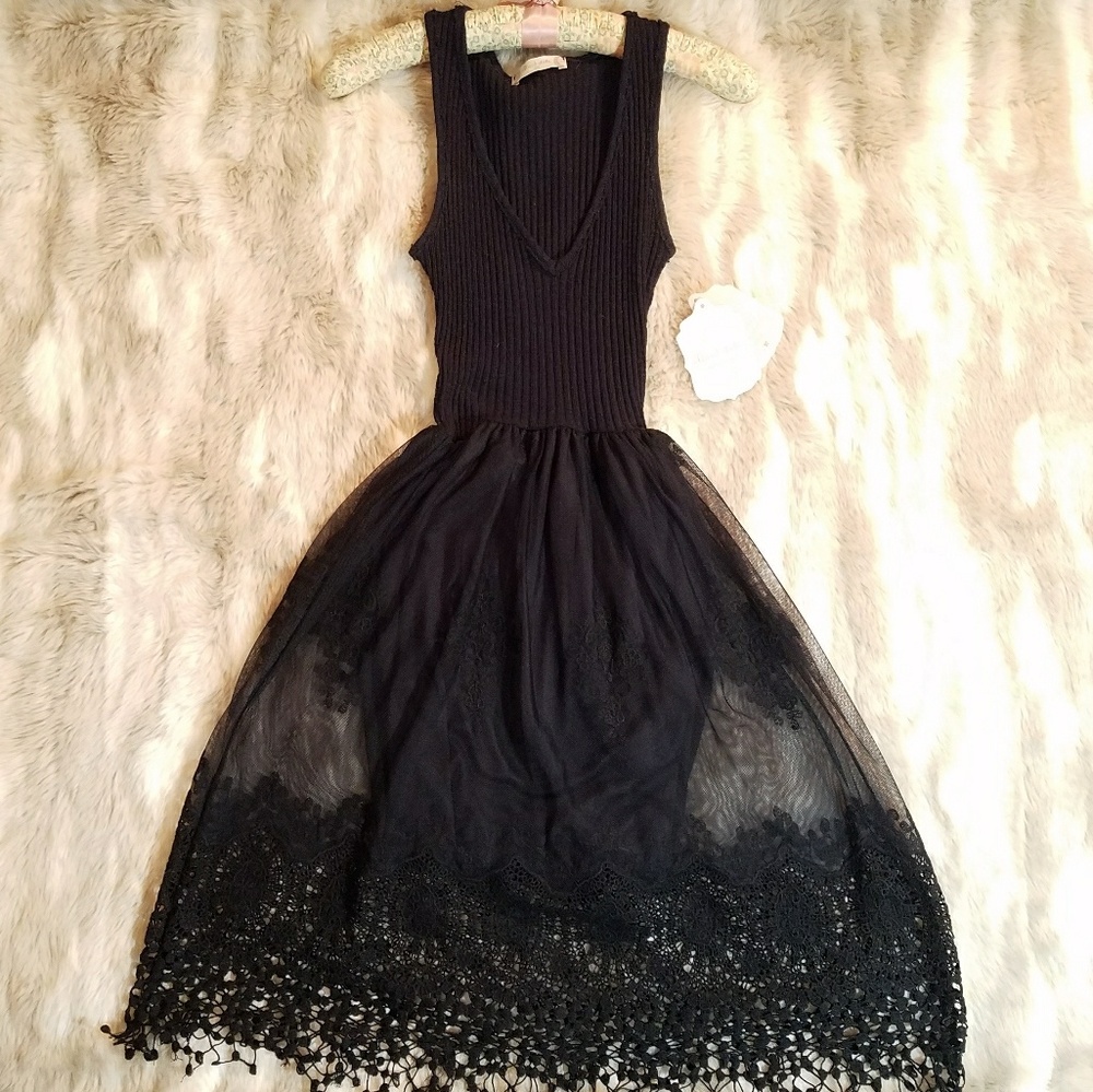 NWT Altar'd State Sheer Lace, Flowy Black Dress 🖤